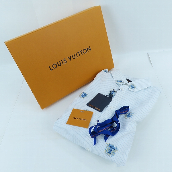 実際に弊社で買取させて頂いた【未使用/JPタグ】LOUIS VUITTON/ルイヴィトン 21AW プリントストライプ長袖シャツ RM212Q DO9 HLS51W/XXLの画像 8枚目