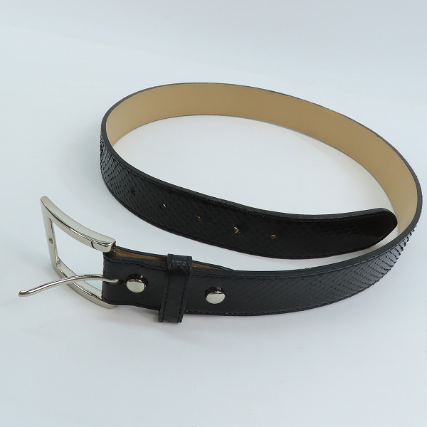 実際に弊社で買取させて頂いたWACKO MARIA/ワコマリア GUILTY PARTIES PYTHON LEATHER BELT/パイソンレザーベルト ブラック 34の画像 8枚目