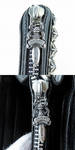 実際に弊社で買取させて頂いたCHROME HEARTS/クロムハーツ ゼロピラミッドスタッズ REC-F ジップロングウォレットの画像 5枚目