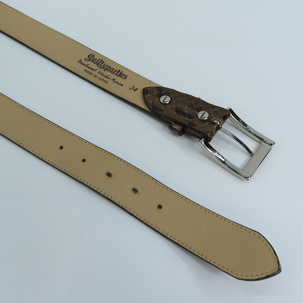 実際に弊社で買取させて頂いたWACKO MARIA/ワコマリア GUILTY PARTIES PYTHON LEATHER BELT/パイソンレザーベルト ブラウン 34の画像 3枚目