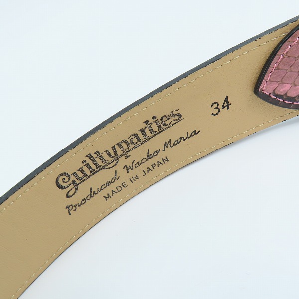 実際に弊社で買取させて頂いたWACKO MARIA/ワコマリア GUILTY PARTIES PYTHON LEATHER BELT/パイソンレザーベルト ピンク 34の画像 1枚目