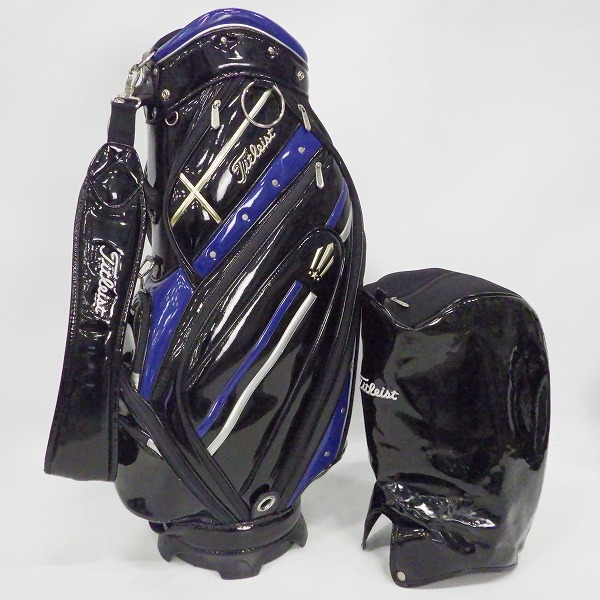 実際に弊社で買取させて頂いたTitleist/タイトリスト CB613 ゴルフ 9.5型 5分割エナメル キャディバッグ ブラックｘブルー