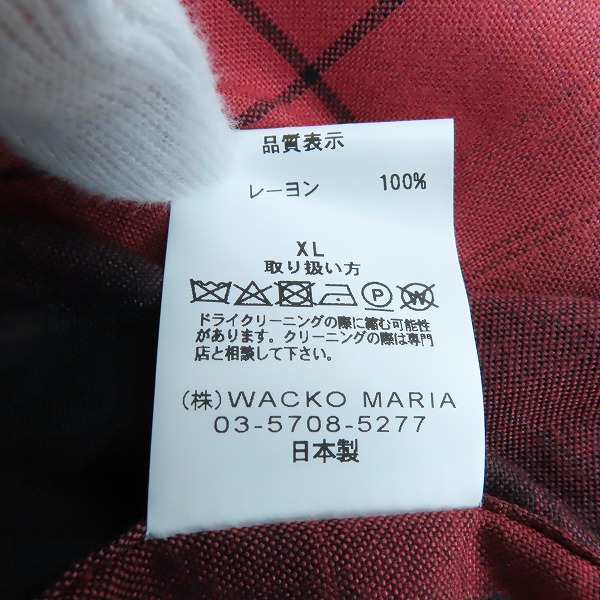 実際に弊社で買取させて頂いたWACKO MARIA/ワコマリア チェックシャツ レッド系/XLの画像 3枚目
