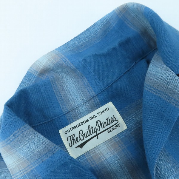 実際に弊社で買取させて頂いたWACKO MARIA/ワコマリア チェック柄 オープンカラー 長袖シャツ ブルー系/XLの画像 2枚目