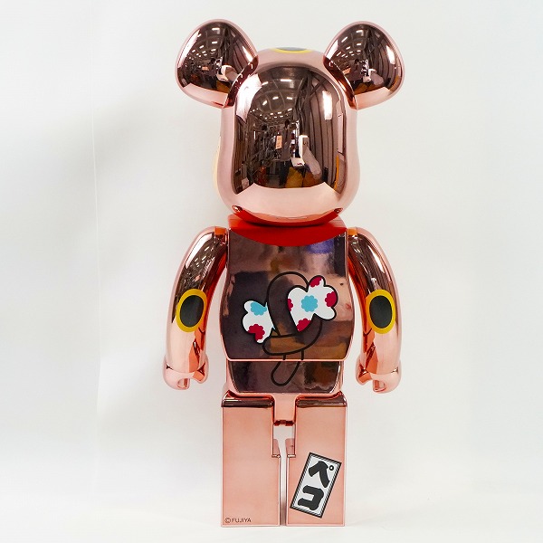 実際に弊社で買取させて頂いた★(2)未使用 MEDICOM TOY/メディコムトイ BE@RBRICK/ベアブリック 不二家 招き猫 ペコちゃん 金運ダブル小判 桃金メッキ 1000%の画像 3枚目