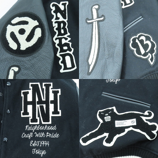 実際に弊社で買取させて頂いたNEIGHBORHOOD/ネイバーフッド 23AW STADIUM JACKET/スタジアムジャケット ワッペン袖レザー切替 232SZNH-JKM03/Mの画像 8枚目