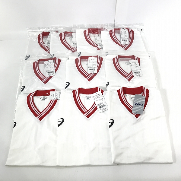 実際に弊社で買取させて頂いた【おまとめ/未使用】ASICS/アシックス ゲームシャツHS ホワイト×レッド L