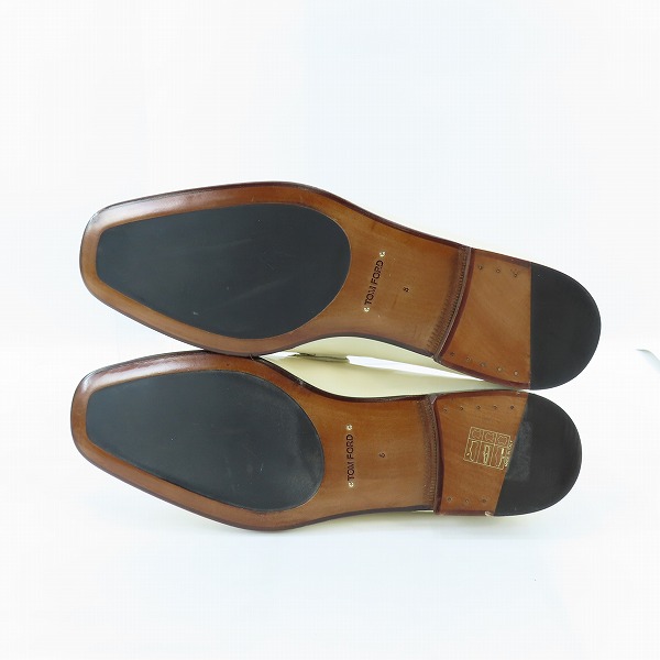 実際に弊社で買取させて頂いたTOM FORD/トムフォード パテント タッセルローファー クリーム系/8の画像 2枚目