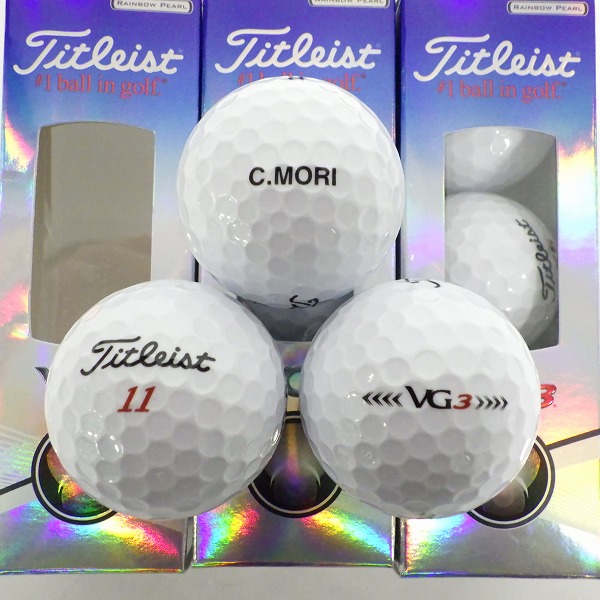 実際に弊社で買取させて頂いた【未使用/オウンネーム】Titleist/タイトリスト VG3 ゴルフボール RAINBOW PEARL/レインボーパール 3スリーブの画像 1枚目