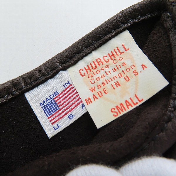 実際に弊社で買取させて頂いたCHURCHILL/チャーチル ディアスキン/鹿革 米国製 グローブ ウォールナット/Sの画像 3枚目