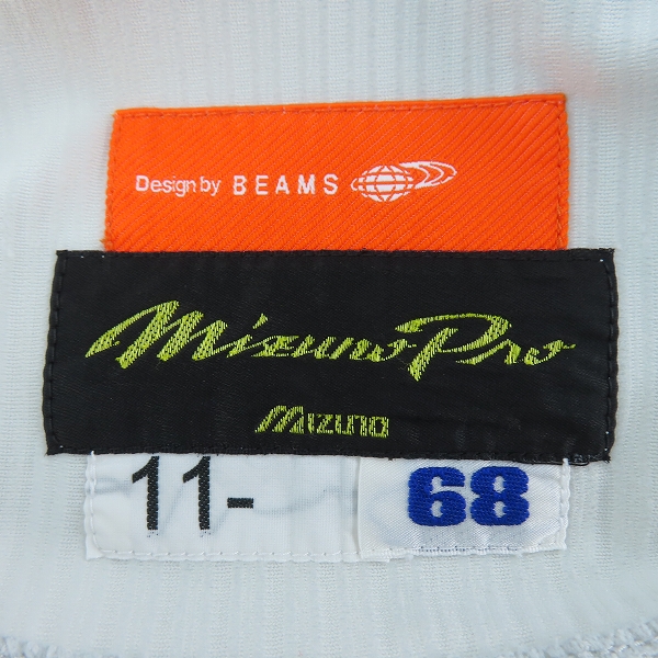 実際に弊社で買取させて頂いたMIZUNO pro×BEAMS/ミズノプロ×ビームス NPBマーク 東京ヤクルトスワローズ # 68 森岡 ユニフォームの画像 2枚目