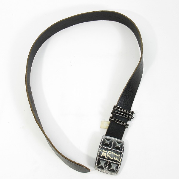 実際に弊社で買取させて頂いたDIESEL/ディーゼル スタッズ チェーン装飾 レザーベルト 90の画像 9枚目