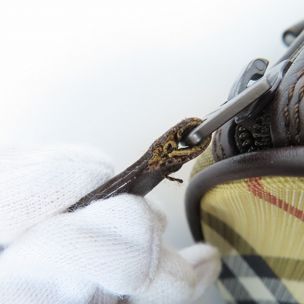 実際に弊社で買取させて頂いたBURBERRY/バーバリー ノバチェック キャンバス/レザー ミニボストン ハンドバッグの画像 8枚目