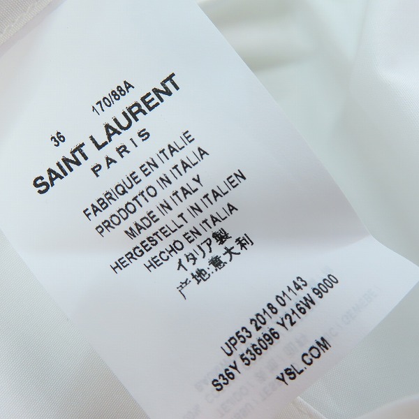 実際に弊社で買取させて頂いた(1)【未使用/JPタグ】SAINT LAURENT/サンローラン 19SS プレーン 長袖シャツ 536096 Y216W/36の画像 3枚目