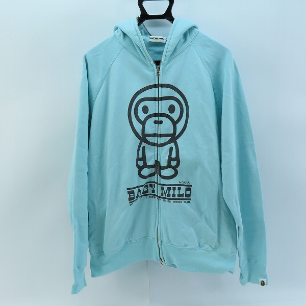 実際に弊社で買取させて頂いたA BATHING APE/アベイシングエイプ  マイロ ジップアップ パーカー ライトブルー/L