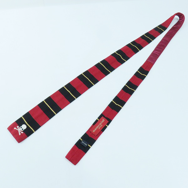 実際に弊社で買取させて頂いたmastermind/マスターマインド スカル刺繍 ボーダー柄ネクタイ の画像 1枚目