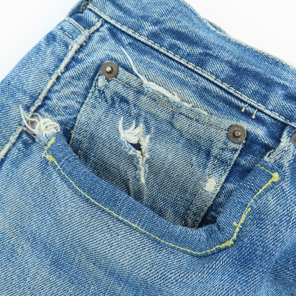 実際に弊社で買取させて頂いたLEVI'S/リーバイス ヴィンテージ 501 刻印E/点々 ビッグE 均等V/足長R ボタンフライ デニムパンツの画像 6枚目