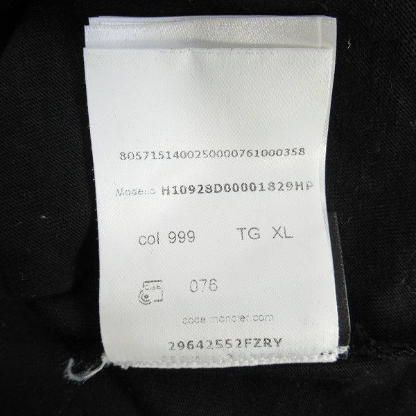 実際に弊社で買取させて頂いた【JPタグ】MONCLER GENIUS/モンクレールジーニアス モロッコロゴ 長袖Tシャツ/ロンT ブラック H10928D00001/XLの画像 6枚目