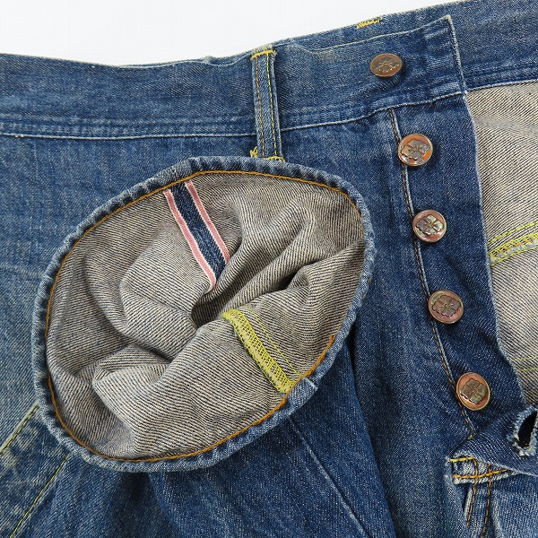 実際に弊社で買取させて頂いた【難有り】EVISU/エヴィス ジップポケット/カモメプリント デニムパンツ/34の画像 2枚目