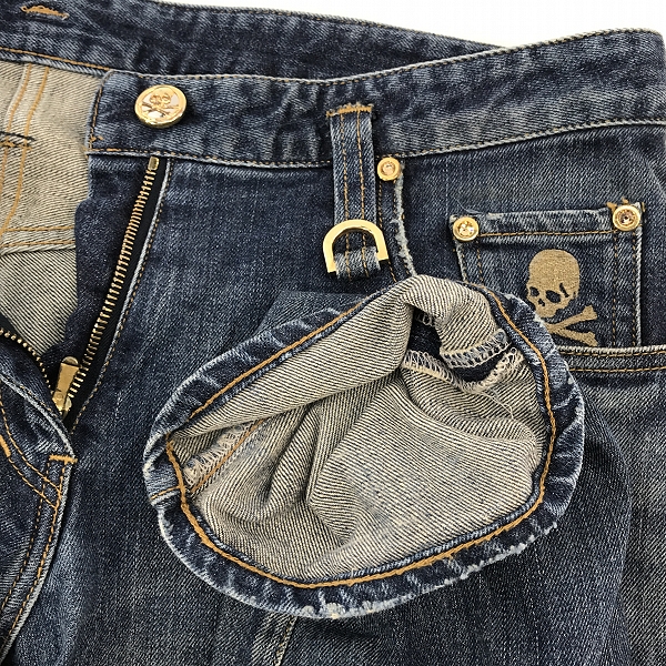 実際に弊社で買取させて頂いたmastermind JAPAN/マスターマインドジャパン 12AW neworder期 ダブルウエスト ジャガードデニムパンツ LMB2-PA06-02-D/1の画像 5枚目