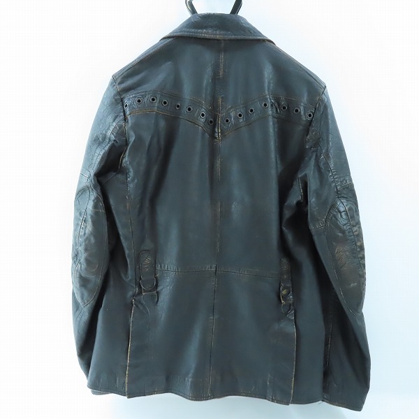 実際に弊社で買取させて頂いたDIESEL/ディーゼル クラック加工 カウレザー ジャケット Mの画像 1枚目