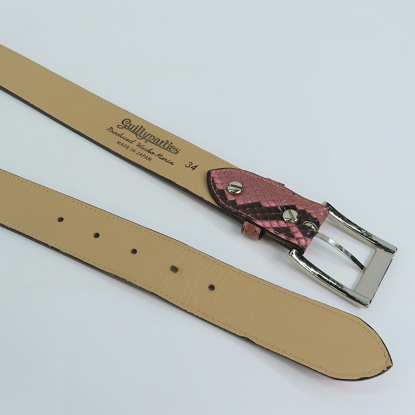 実際に弊社で買取させて頂いたWACKO MARIA/ワコマリア GUILTY PARTIES PYTHON LEATHER BELT/パイソンレザーベルト ピンク 34の画像 3枚目