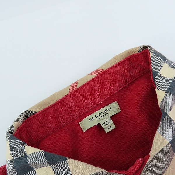 実際に弊社で買取させて頂いたBURBERRY LONDON/バーバリーロンドン チェック柄切替 半袖ポロシャツ/XLの画像 4枚目