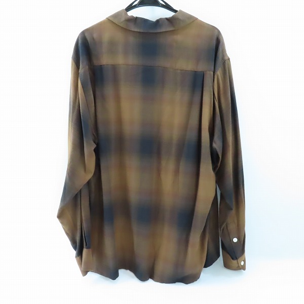 実際に弊社で買取させて頂いたWACKO MARIA/ワコマリア GUILTY PARTIES オンブレチェック 長袖 オープンカラーシャツ ブラウン系/XLの画像 1枚目