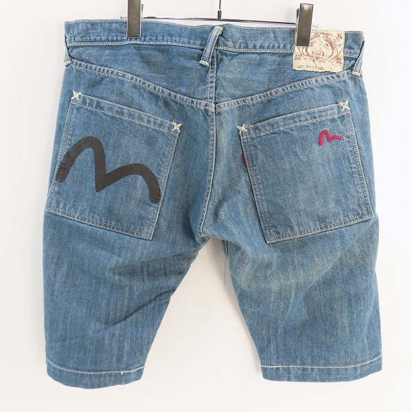 実際に弊社で買取させて頂いたEVISU/エヴィス Lot2005 カモメプリント/刺繍 デニム ハーフパンツ/36の画像 1枚目