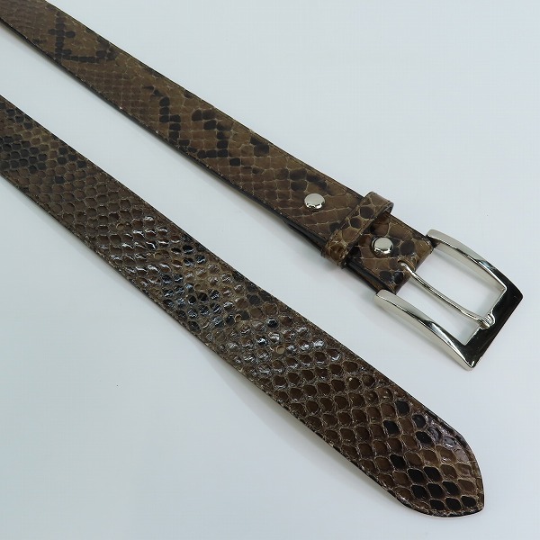 実際に弊社で買取させて頂いたWACKO MARIA/ワコマリア GUILTY PARTIES PYTHON LEATHER BELT/パイソンレザーベルト ブラウン 34の画像 2枚目