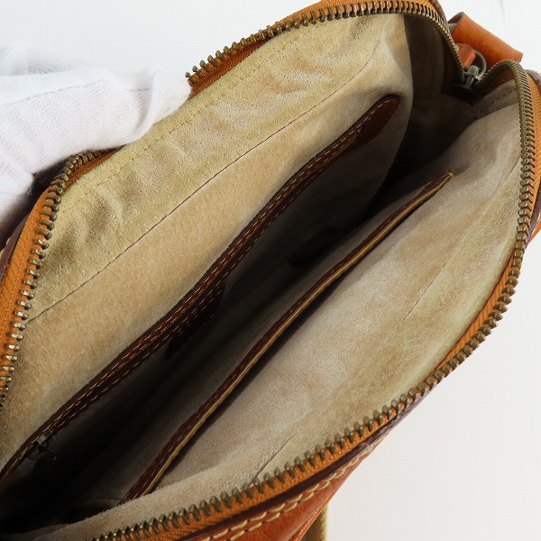 実際に弊社で買取させて頂いた土屋鞄製造所/ツチヤカバン Tone OILNUME/トーンオイルヌメ ジップトップショルダーバッグ/キャメルの画像 6枚目