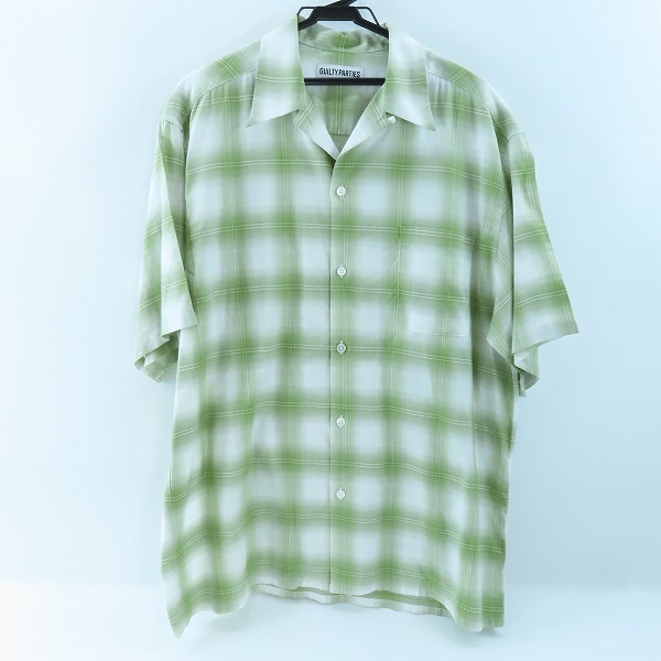 実際に弊社で買取させて頂いたWACKO MARIA/ワコマリア GUILTY PARTIES オンブレチェック 長袖 オープンカラーシャツ グリーン系/XL