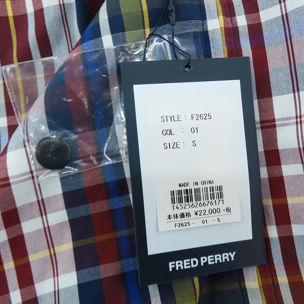 実際に弊社で買取させて頂いた【未使用】FRED PERRY/フレッドペリー Madras Check Harrington JKT JAPAN LIMITED/ジャケット F2625/Sの画像 7枚目