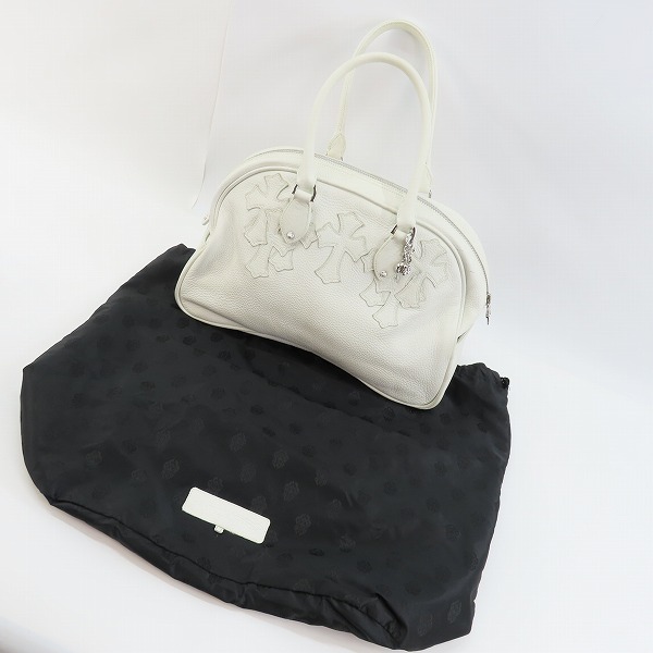 実際に弊社で買取させて頂いたCHROME HEARTS/クロムハーツ GYM3 MED CRS CHARM セメタリークロスパッチ ミディアム ホワイト チャーム付き/M の画像 9枚目