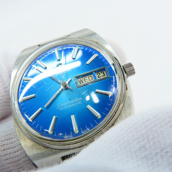 実際に弊社で買取させて頂いたOMEGA/オメガ 自動巻 SEAMASTER/シーマスター ブルー デイデイト アンティーク 14829の画像 7枚目