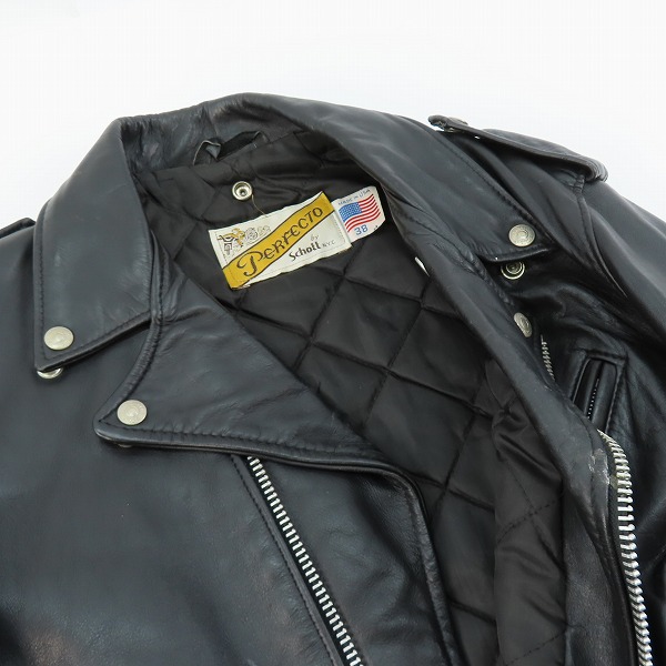 実際に弊社で買取させて頂いたPERFECTO by Schott/パーフェクト バイ ショット ダブルライダースジャケット ブラック 38の画像 4枚目