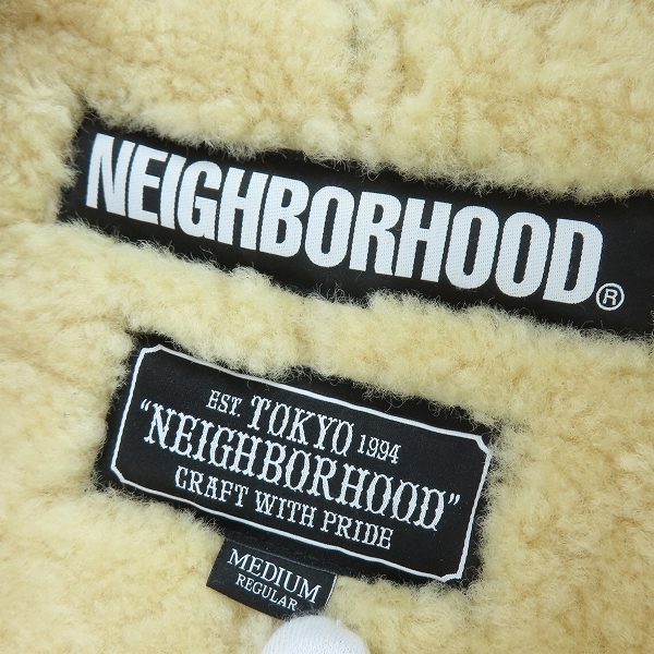 実際に弊社で買取させて頂いたNEIGHBORHOOD/ネイバーフッド N-1D / M-JKT 羊革 ムートンジャケット 182SZNH-JKM01/Mの画像 3枚目