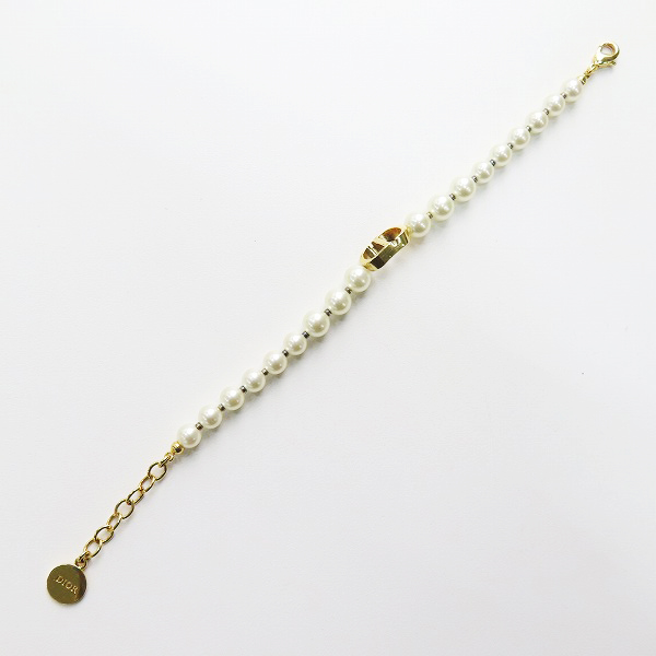 実際に弊社で買取させて頂いたChristian Dior/クリスチャン ディオール フェイクパール ロゴ ブレスレットの画像 6枚目