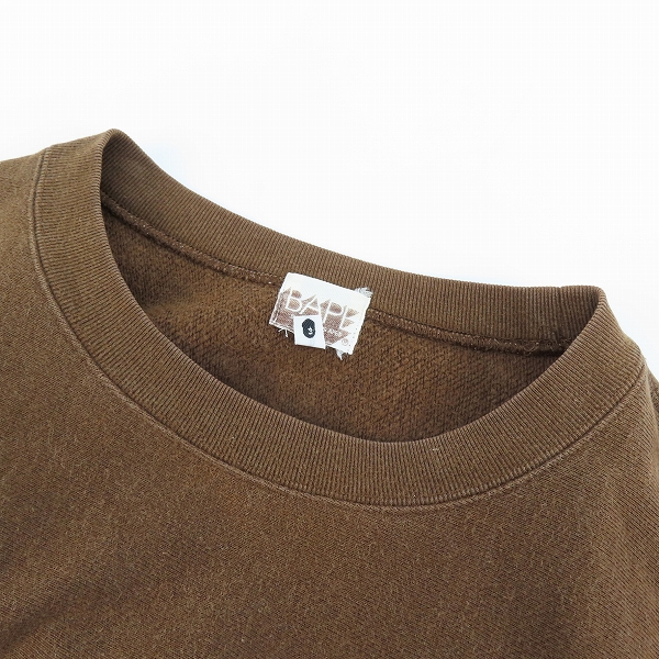 実際に弊社で買取させて頂いたA BATHING APE/アベイシングエイプ ロゴプリント スウェット ブラウン/Lの画像 7枚目