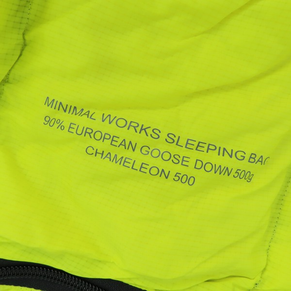 実際に弊社で買取させて頂いた【未使用】MINIMAL WORKS/ミニマルワークス CHAMELEON 500/シュラフ/寝袋 ライム MGSL-CL501-GO0LIの画像 3枚目