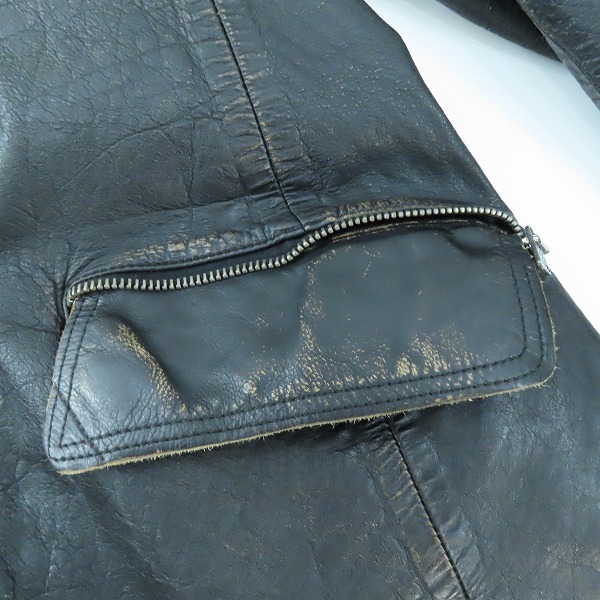 実際に弊社で買取させて頂いたDIESEL/ディーゼル クラック加工 カウレザー ジャケット Mの画像 6枚目