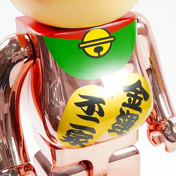 実際に弊社で買取させて頂いた★(3)未使用 MEDICOM TOY/メディコムトイ BE@RBRICK/ベアブリック 不二家 招き猫 ペコちゃん 金運ダブル小判 桃金メッキ 1000%の画像 5枚目