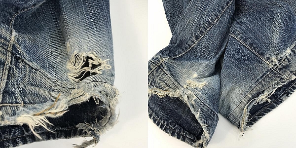 実際に弊社で買取させて頂いたEVISU/エヴィス 2004 カモメ刺繍 ダメージデニムパンツ /32の画像 8枚目