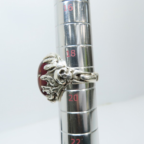 実際に弊社で買取させて頂いた【ギャラ付】ALEX STEETER/アレックスストリーター ヘルファイアエンジェルハートリングw東京レッド 土台スカル 19.5号の画像 7枚目