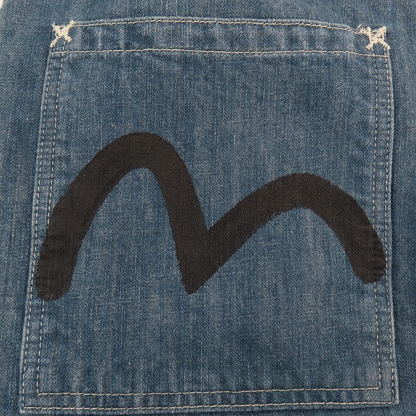 実際に弊社で買取させて頂いたEVISU/エヴィス Lot2005 カモメプリント/刺繍 デニム ハーフパンツ/36の画像 5枚目