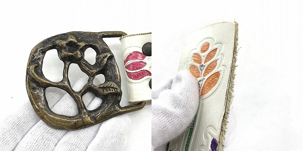 実際に弊社で買取させて頂いた【JPタグ】DIESEL/ディーゼル フラワー彫刻 バックル レザーベルト 90/36の画像 7枚目