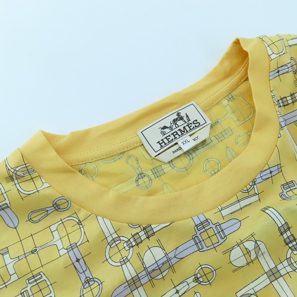 実際に弊社で買取させて頂いた【JPタグ/未使用】HERMES/エルメス 20SS Labyrinthe Equestre 馬具柄 クルーネック Tシャツ カットソー XXLの画像 5枚目