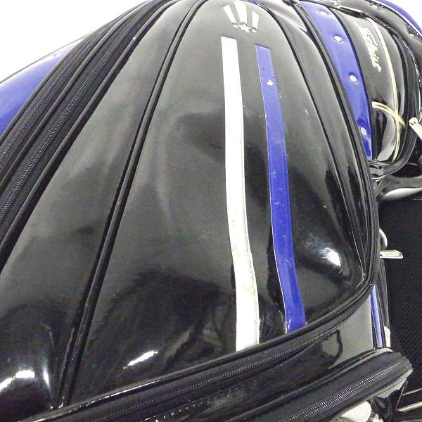 実際に弊社で買取させて頂いたTitleist/タイトリスト CB613 ゴルフ 9.5型 5分割エナメル キャディバッグ ブラックｘブルーの画像 7枚目