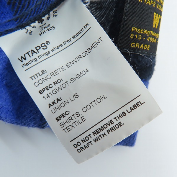 実際に弊社で買取させて頂いたWTAPS/ダブルタップス UNION L/S チェック ネルシャツ 141GWDT-SHM04/Mの画像 3枚目