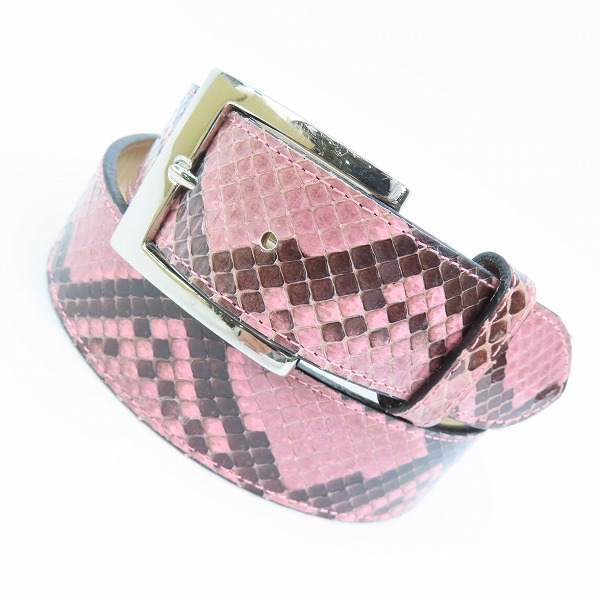 実際に弊社で買取させて頂いたWACKO MARIA/ワコマリア GUILTY PARTIES PYTHON LEATHER BELT/パイソンレザーベルト ピンク 34